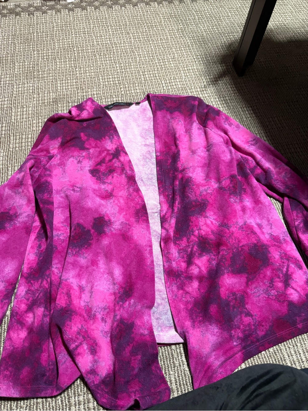 Colleen Lopez Magenta Pink Tie-Dye Open-Front Blazer